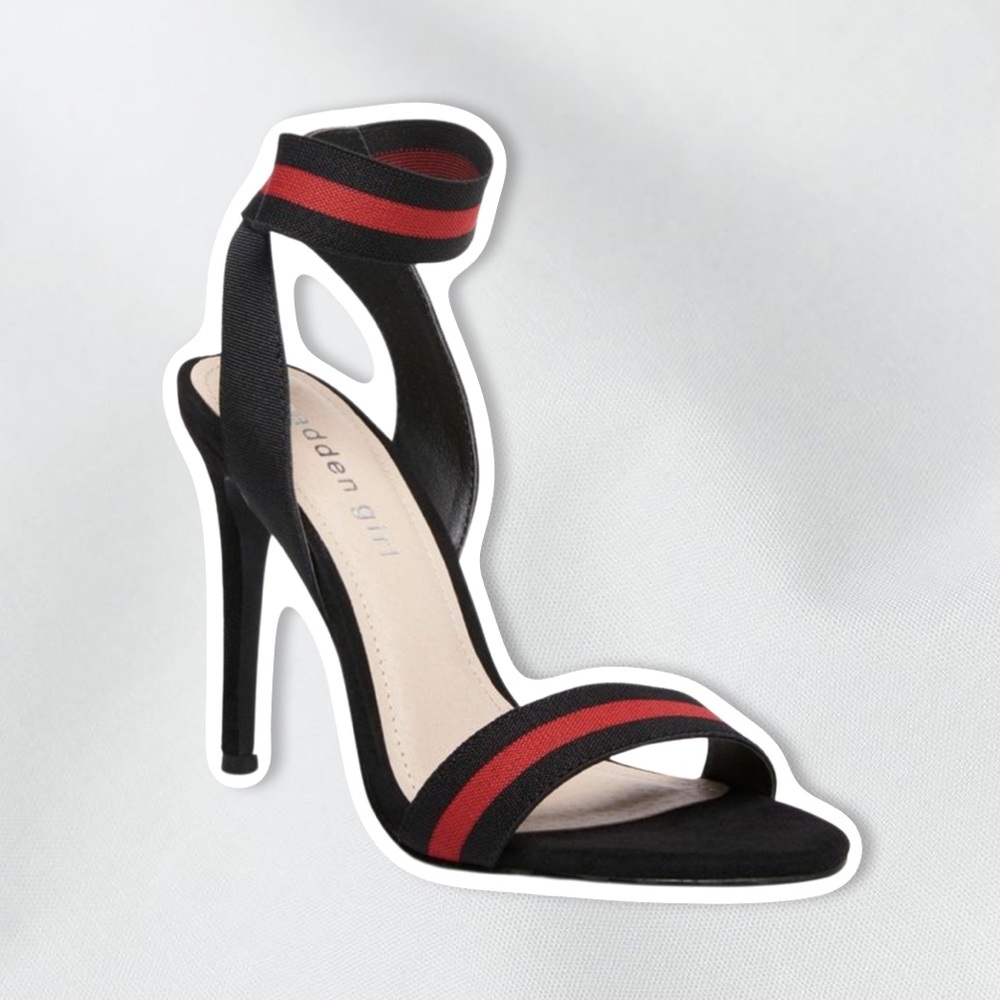 Madden Girl Lonie Heel - Black and Red Strap